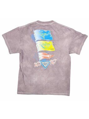 Unisex Columbia Dyed Gray T-Shirt Tee Size Medium PFG Watch'em Fly Fishing Cotto